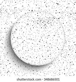 Bright star in white night sky. Starry nights with bright, shinny stars, dots, points. Universe, cosmos, outer space. Circle background, banner, wallpaper, card, backdrop.