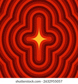 Bright starburst shape with radiating red concentric lines. Vector illustration.
