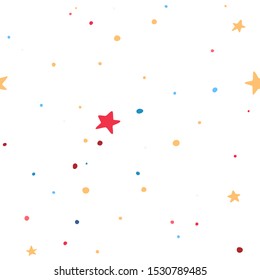 Bright starry seamless pattern. Starry sky for the design of a children's playroom, textiles and festive decoration.