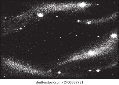 bright stars in black sky grungy vector image overlay monochrome background texture