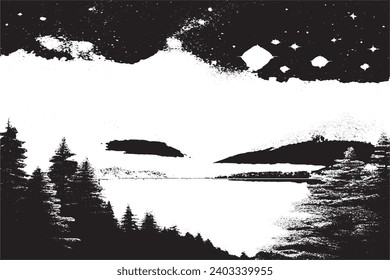 bright stars in black sky grungy vector image overlay monochrome background texture