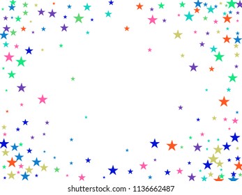 Bright Stars Confetti Vector Magic Cosmic Garland. Cool Christmas Lights, Gamour Sparkles Glitter for Birthday Party Hipster Frame. New Year Holiday Falling Down Stars Confetti, Gift Decor