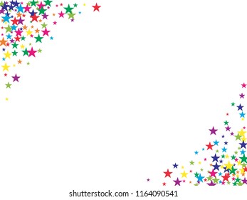 Bright Stars Confetti Vector Magic Cosmic Garland. Magic Christmas Lights, Gamour Sparkles, Glitter for Birthday Party Celebration. Elegant New Year Holiday Premium Texture Gold Star Explosion