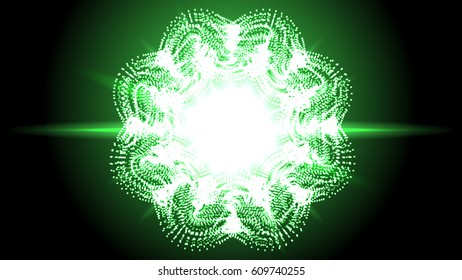 Bright Stars dust circle. Magic glittering illustration. Bright sparks and stars on dark background. Vector