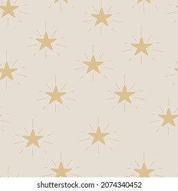 Bright stars holidays vector seamless repeating pattern background. Trendy for fabric, textile print, wallpaper, background, wrapping or invitation cards, packaging.