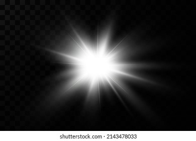 Bright stars. light effect. bright particles. Vector.Light white star. The light of the sun is white.Light flash.