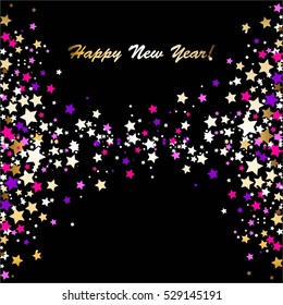 Bright stars on a black background. Happy New Year!