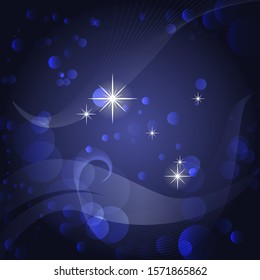 Bright stars on blue abstract background. Vector illustration.