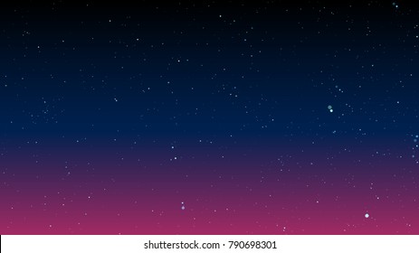 Bright stars on dark night sky. Vector illustration