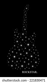 Bright stars in a shape of rock guitar