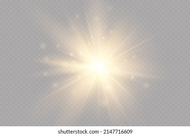 Bright stars.Gold color.Light effect. Bright particles. Solar explosion.