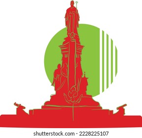 Bright statue with contrasting stroke and graphic element