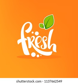 Bright  Sticker, Emblem and Label for citrus fruit  fresh juice