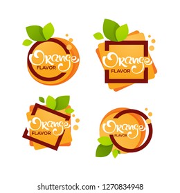 bright sticker, emblem and logo for orange citrus fruit fresh juice flavor bright sticker, emblem and logo for orange citrus fruit fresh juice flavor