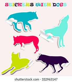bright stickers with dogs,wolf