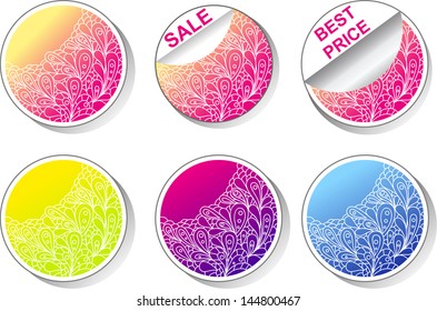 Bright stickers with floral pattern with  text for sale