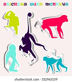 bright stickers with monkeys