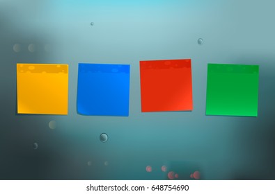 Bright stickers on blue background