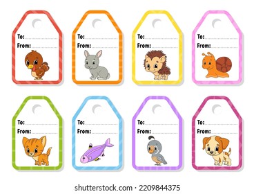 Bright stickers. Rectangular label. Color vector isolated illustration.