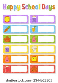 Bright stickers. Rectangular label. Color vector isolated illustration.