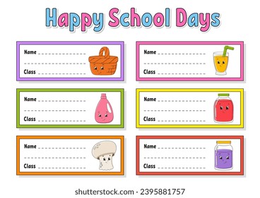 Bright stickers. Rectangular label. Color vector isolated illustration.