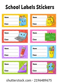 Bright stickers. Rectangular label. Cute characters. Color vector isolated illustration.