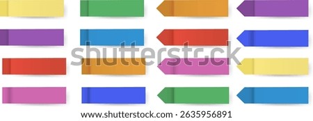 Bright sticky-style labels with flat and arrow tips in various colors. Ideal for planners, bookmarks, reminders, web design, or educational visuals