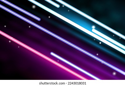 Líneas rectas brillantes Fondo de la tecnología Neon Lights