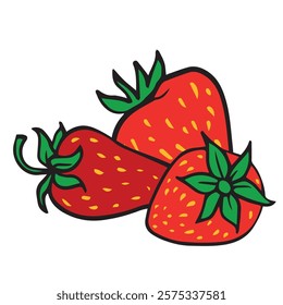 Bright strawberry berries illustration ideal for summer decor. Great for educational materials, recipe cards, art prints, and fun DIY projects.