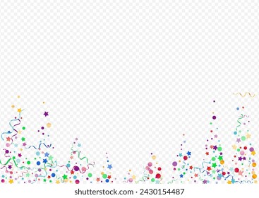 Bright Streamer Abstract Vector Panoramic Transparent Background. Falling Confetti Poster. Particles Decoration Design. Red and Yellow Party Illustration.