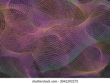 Bright Stripe Motion Vector Transparent Background. Neon Wavy Smoke Texture. Wave Graphic Brochure. Color Curve Effect Design.