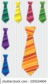 Bright stripe silk tie stickers in vector format.