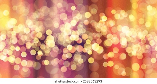 Bright striped blurred gradient seamless bg with bokeh and overlay effects as a seamless pattern. Abstract background in red, yellow, and purple colors with grain. Shine wallpaper