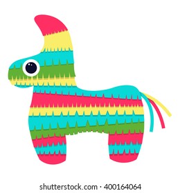 bright striped colorful pinata vector illustration isolated on white background