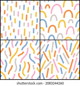 Bandas brillantes vectoriales abstractos sin soldadura con fondo blanco, conjunto de 4