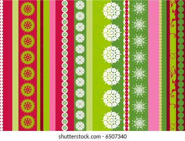 Bright stripes Christmas  background with snowflakes elements - vector illustration