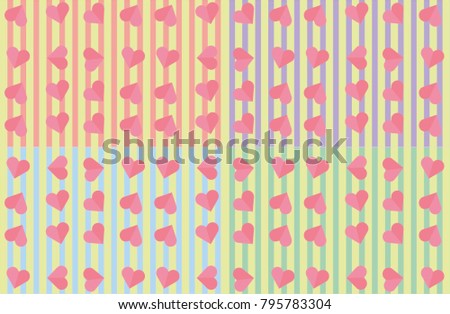 Bright stripey background with a heart pattern