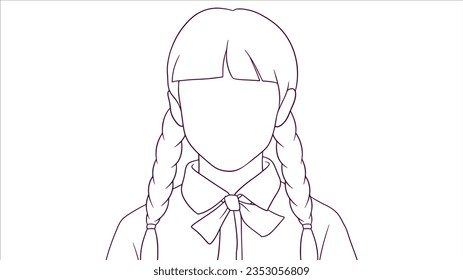 Bright Student Smile in Uniform, hand drawn style vector illustration