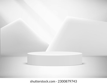 Bright studio with sun flare. 3D vector illusration 