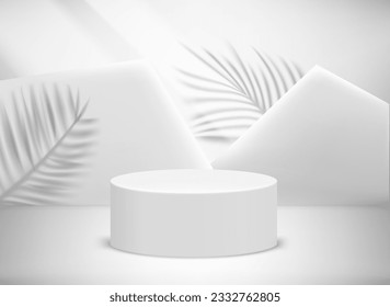 Luminoso estudio con foco solar y sombras de plantas. Ilustración vectorial 3D 