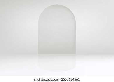 Bright studio with wall and arc. 3d vector background for product design