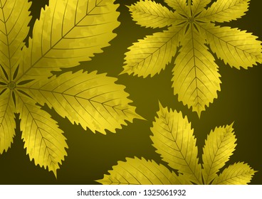 Bright stylish abstract background with chestnut leaves for your design. Vector illustration
