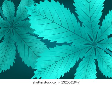 Bright stylish abstract background with chestnut leaves for your design. Vector illustration