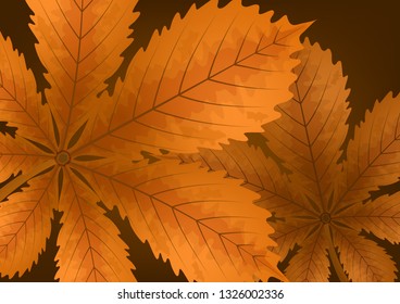 Bright stylish abstract background with chestnut leaves for your design. Vector illustration