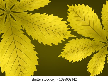 Bright stylish abstract background with chestnut leaves for your design. Vector illustration