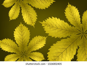 Bright stylish abstract background with chestnut leaves for your design. Vector illustration