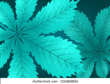 Bright stylish abstract background with chestnut leaves for your design. Vector illustration