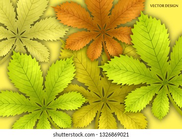 Bright stylish abstract background with chestnut leaves for your design. Design for covers, posters, flyers and banners. Vector illustration