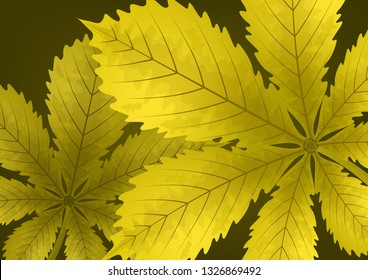 Bright stylish abstract background with chestnut leaves for your design. Vector illustration