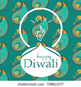 Bright Stylish Colorful Happy Diwali Celebration Banner with Fire. Vector